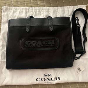 Coach Field Tote 40 Canvas W Leather